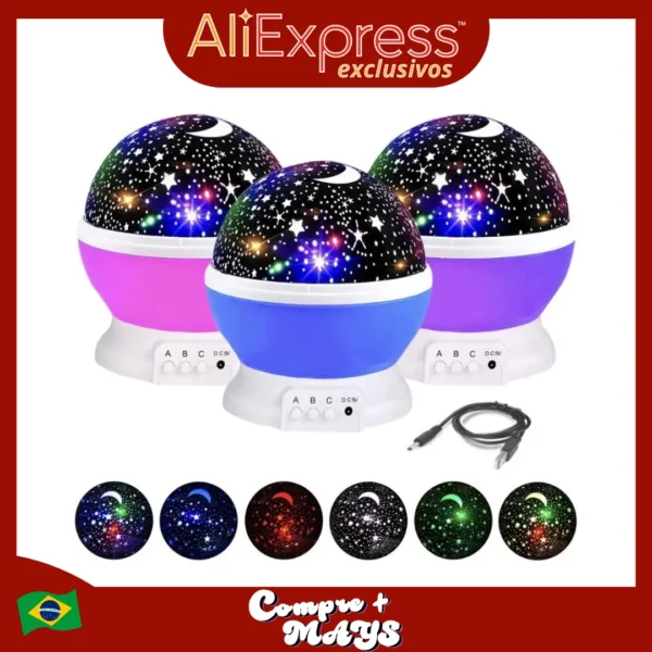 Star Projector Luminaire 360 ° Galaxy Star Master: Lamp for Magical Environments-Fast Shipping to All Brazil