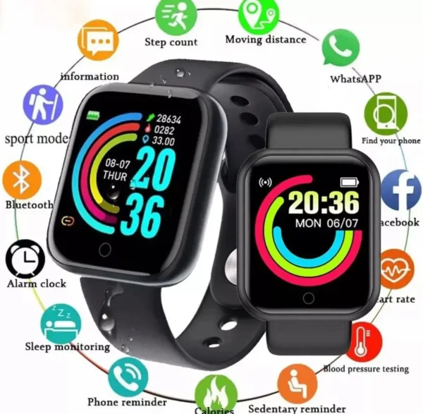 Smartwatch Y68/D20 Relógio Inteligente Varias Cores Com Monitor Cardíaco Bluetooth USB - Image 2