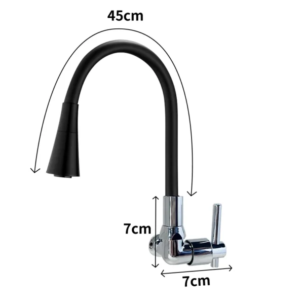 Gourmet Faucet Flexible Kitchen Black Wall Double Jet Cone 1/4 Back - Image 5