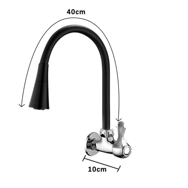 Gourmet Faucet Flexible Kitchen Black Wall Double Jet Cone 1/4 Back - Image 10