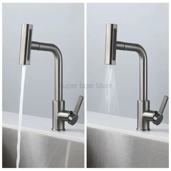 Four Modes Pull-Out Kitchen Faucet Rainfall Waterfall Basin Faucet For Kitchen Sink Mixer Tap For Sink 360 Degree Rotation - Image 3