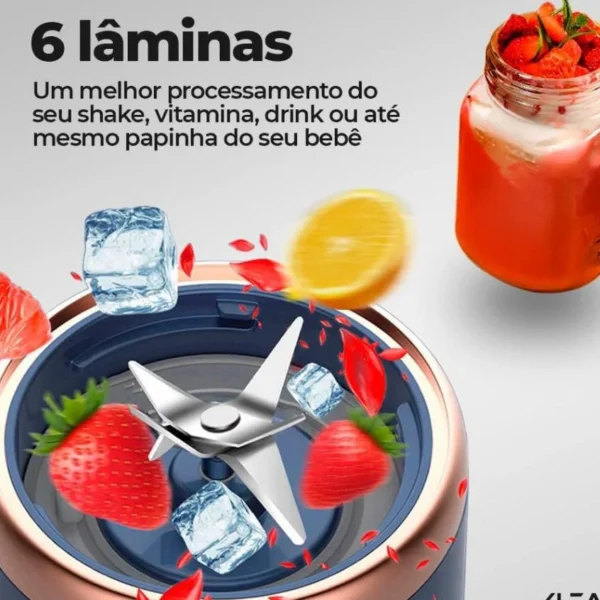 400ML Espremedor Elétrico Mini Liquidificador Portátil 6 Lâminas De Suco De Alimentos Misturador Leite Smoothie - Image 3